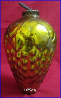 Vintage Old Golden Mercury Glass Grape Cluster Kugel Christmas Ornament