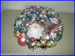 Vintage PINK Christmas ornament wreath 16 Inch Germany Glass 17688 Shiny Brite