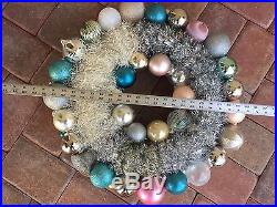 Vintage PINK Christmas ornament wreath 24 Inch 21501 Germany Glass Shiny Bright