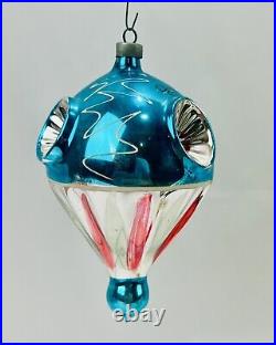 Vintage Patriotic Triple Indent Drop Fluted Balloon Glass Christmas Ornament