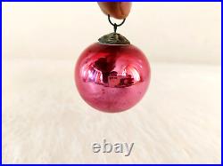 Vintage Pink Glass 1.75 Heavy German Kugel Christmas Ornament Brass Cap KU77