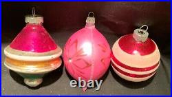 Vintage Pink Mercury Glass Christmas Ornaments Shiny Brite & Others