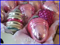 Vintage Pink Mercury Glass Lantern Christmas Ornaments Shiny Brite