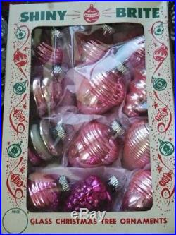 Vintage Pink Mercury Glass Lantern Christmas Ornaments Shiny Brite