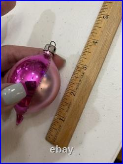 Vintage Poland Fantasia Pink Purple Stripe Glitter Rare Elliptical Shape Dozen