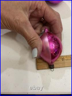 Vintage Poland Fantasia Pink Purple Stripe Glitter Rare Elliptical Shape Dozen