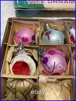 Vintage Poland Glass Christmas Tree Ornaments Lot Of 21, With Boxes