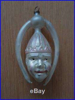 Vintage RARE German Glass Christmas Ornament JUDY CLOWN with Curving Arms