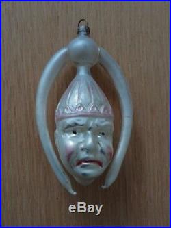 Vintage RARE German Glass Christmas Ornament JUDY CLOWN with Curving Arms