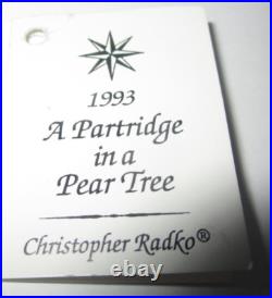 Vintage Radko Partridge in a Pear Tree 12 Days of Christmas Ornament SIGNED+ Tag Vintage Radko Partridge in a Pear Tree 12 Days of Christmas Ornament SIGNED+ Tag