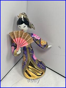 Vintage Rare Radko FAN DANCER Glass GEISHA Lady Ornament