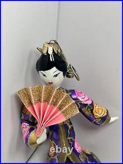 Vintage Rare Radko FAN DANCER Glass GEISHA Lady Ornament