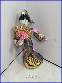 Vintage Rare Radko FAN DANCER Glass GEISHA Lady Ornament