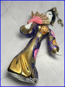 Vintage Rare Radko FAN DANCER Glass GEISHA Lady Ornament