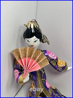 Vintage Rare Radko FAN DANCER Glass GEISHA Lady Ornament