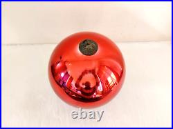 Vintage Red Glass 10.5 German Kugel Christmas Ornament Rare Jumbo Props KU57