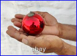 Vintage Red Glass 3 German Kugel Heavy Christmas Ornament Decorative Old 367