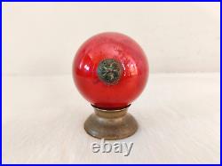 Vintage Red Glass 4.25 German Kugel Christmas Ornament Decorative Brass Cap 313