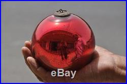 Vintage Red/ Pink Original 4''Round German Heavy Glass Kugel/Christmas Ornament