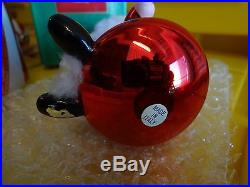Vintage Red Russian Soldier Christmas ornament blown glass Italy