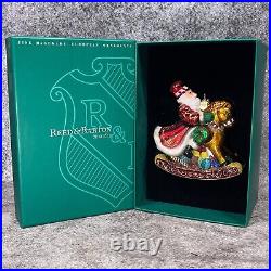 Vintage Reed & Barton Rocking Horse Santa Glass Christmas Ornament Boxed 4.5x5