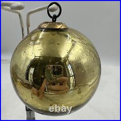 Vintage Round Gold Original Mercury Glass Kugel Christmas Ornament Germany