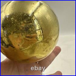 Vintage Round Gold Original Mercury Glass Kugel Christmas Ornament Germany