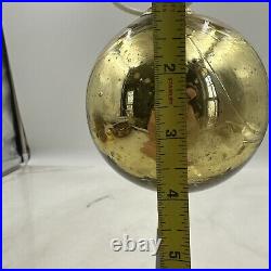 Vintage Round Gold Original Mercury Glass Kugel Christmas Ornament Germany