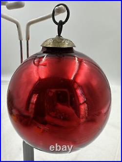 Vintage Round Red Original Mercury Glass Kugel Christmas Ornament Germany