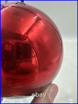 Vintage Round Red Original Mercury Glass Kugel Christmas Ornament Germany