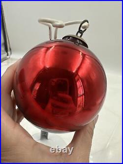 Vintage Round Red Original Mercury Glass Kugel Christmas Ornament Germany