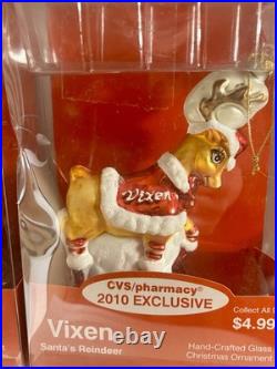 Vintage Rudolf & Santa's Reindeers Blown Glass Ornaments Kurt Adler CVS 8 pc Lot