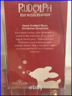 Vintage Rudolf & Santa's Reindeers Blown Glass Ornaments Kurt Adler CVS 8 pc Lot