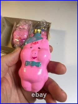 Vintage Russian USSR Glass Christmas Ornament Set THREE LITTLE PIGS Konakovo NOS