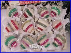 Vintage SHINY BRITE Christmas tree ornaments UNSILVERED Mica lantern shapes