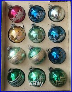 Vintage SHINY BRITE Mercury Glass CHRISTMAS ORNAMENT LOT 134 Bell Mica Stripe
