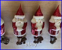 Vintage Santa Christmas Clip Ornament Czechoslovakia Glass Set of 6