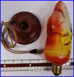 Vintage Santa Claus Figural Glass Light Bulb Rare LAMP BASE Christmas Ornament