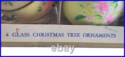 Vintage Sears Italian Collection Hand Painted Glass Ornament Set 4 Made in Italy