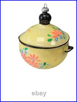 Vintage Sears Italian Collection Hand Painted Glass Ornament Set 4 Made in Italy