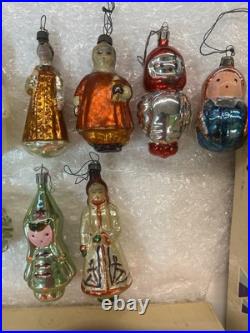 Vintage Set of 12 Soviet-Era New Year Ornaments and Garland Vintage Set of 12 Soviet-Era New Year Ornaments and Garland
