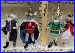 Vintage Set of 4 De Carlini Nutcracker Christmas Ornaments Blown Glass Italy