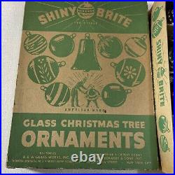 Vintage Shiny Brite Bumpy Golf Ball Glass Christmas Ornaments Set of 12 In Box