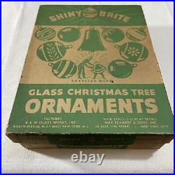 Vintage Shiny Brite Bumpy Golf Ball Glass Christmas Ornaments Set of 12 In Box