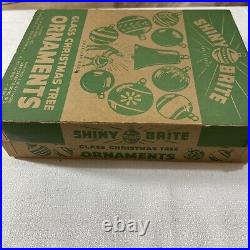 Vintage Shiny Brite Bumpy Golf Ball Glass Christmas Ornaments Set of 12 In Box