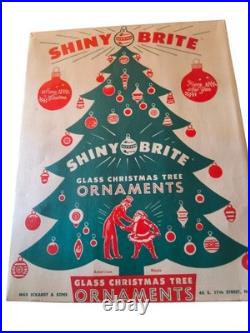 Vintage Shiny Brite Christmas Ornaments Stenciled Flocked 1940s WithOriginal Box