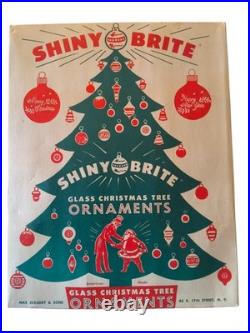 Vintage Shiny Brite Christmas Ornaments Stenciled Flocked 1940s WithOriginal Box