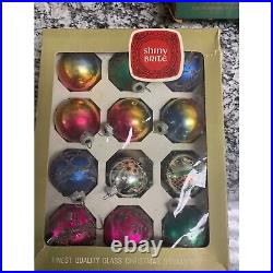 Vintage Shiny Brite Glass Christmas Tree Ornaments 3 Boxes Please Read