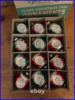 Vintage Shiny Brite Indented Ornaments, Original Pristine Box