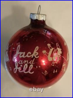 Vintage Shiny Brite Jack and Jill Nursery Rhyme Christmas Ornament 3in